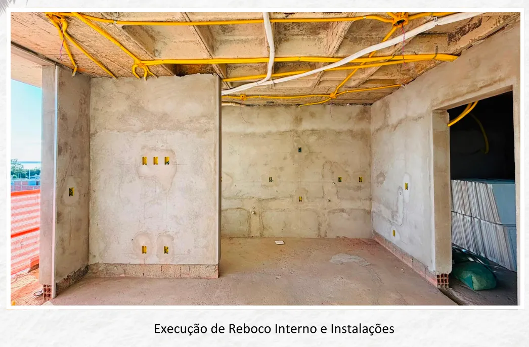 Execução de reboco interno e instalações